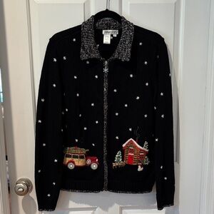 Coldwater Creek Embroidered Chunky Knit Christmas Sweater Size XL